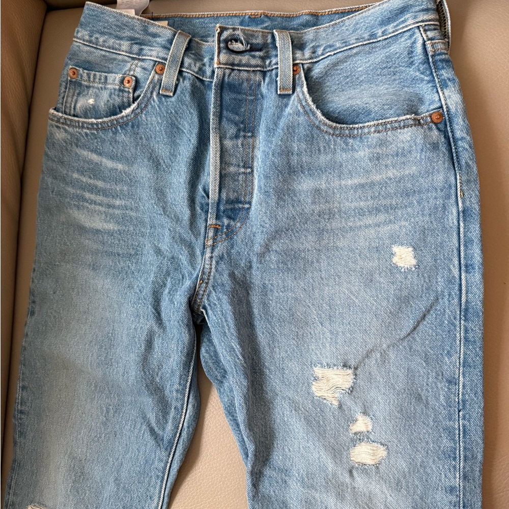 Classic Blue Distressed womens Jeans